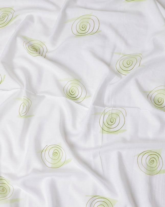 Buy White Abstract Print Cotton Linen 140cm
