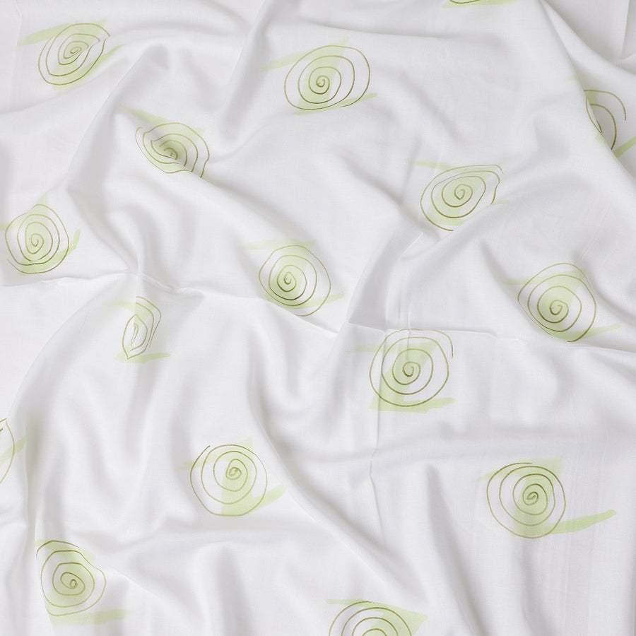 Buy White Abstract Print Cotton Linen 140cm