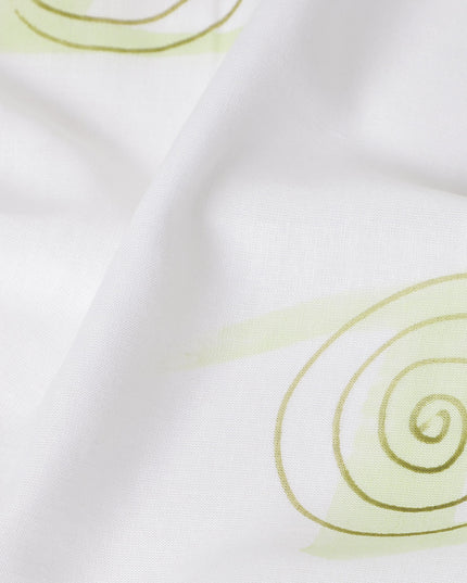 Buy White Abstract Print Cotton Linen 140cm