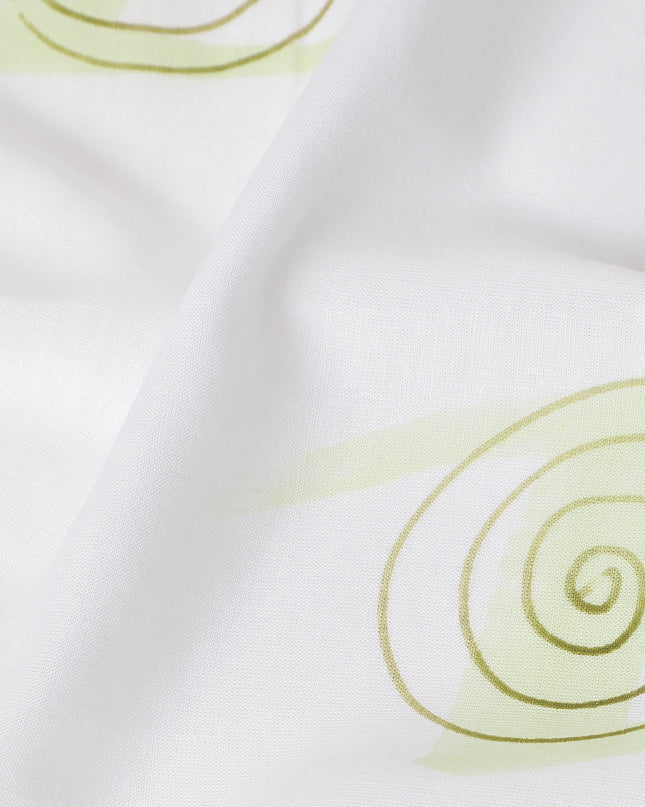 Buy White Abstract Print Cotton Linen 140cm