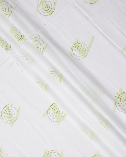 Buy White Abstract Print Cotton Linen 140cm