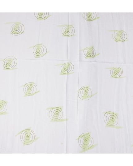 Buy White Abstract Print Cotton Linen 140cm
