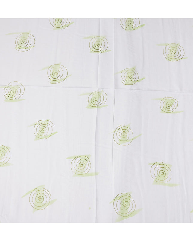 Buy White Abstract Print Cotton Linen 140cm