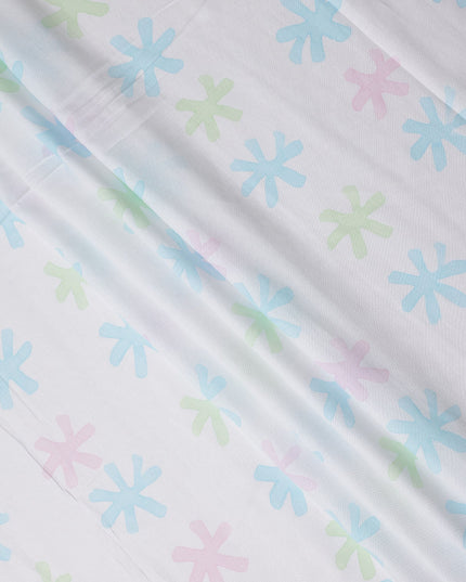 Buy White Abstract Print Cotton Linen 140cm