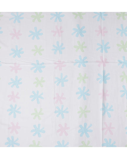 Buy White Abstract Print Cotton Linen 140cm