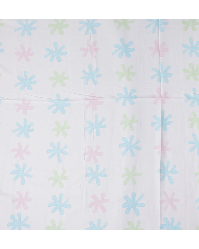 Buy White Abstract Print Cotton Linen 140cm