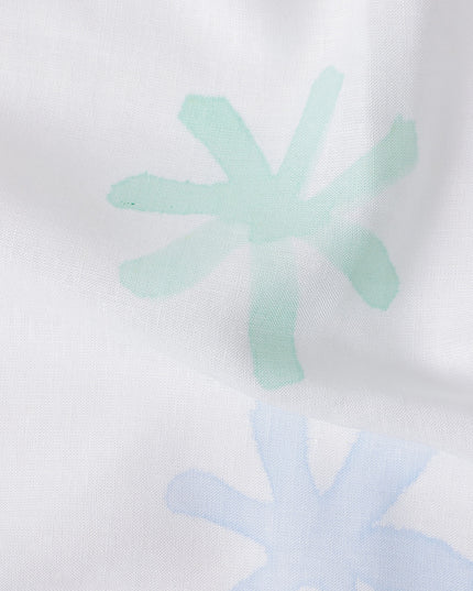 Buy White Abstract Print Cotton Linen 140cm