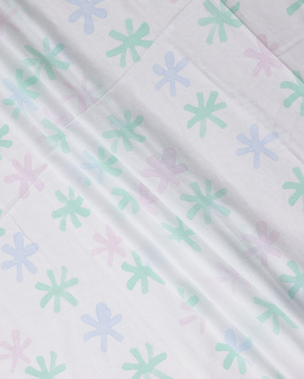 Buy White Abstract Print Cotton Linen 140cm
