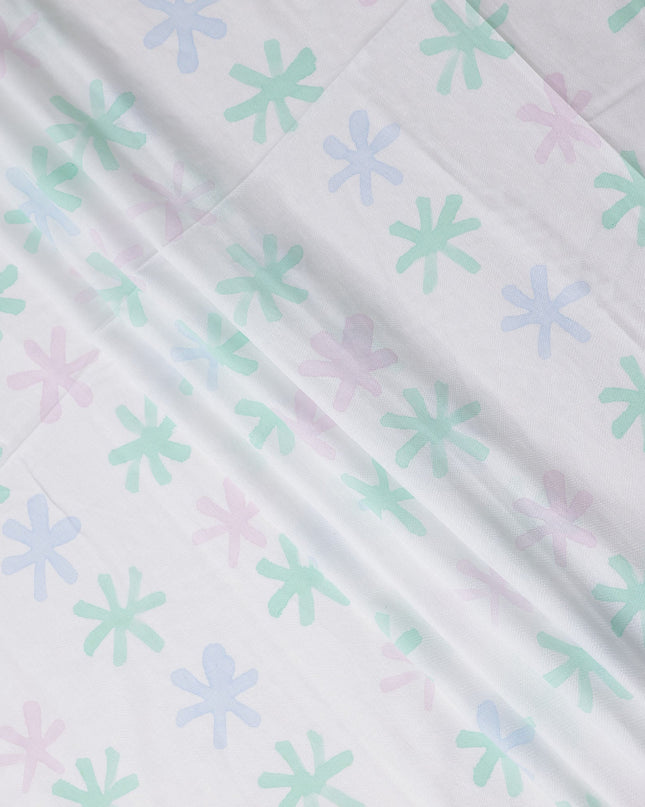 Buy White Abstract Print Cotton Linen 140cm