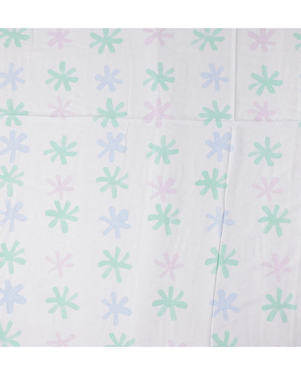 Buy White Abstract Print Cotton Linen 140cm