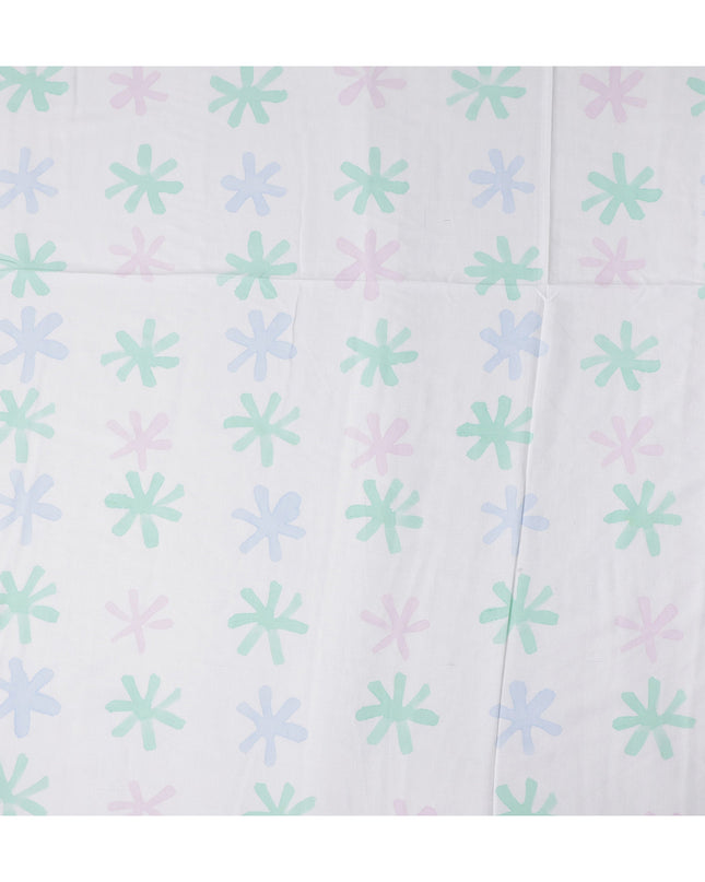 Buy White Abstract Print Cotton Linen 140cm