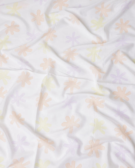 Buy White Abstract Print Cotton Linen 140cm