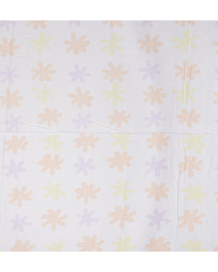 Buy White Abstract Print Cotton Linen 140cm