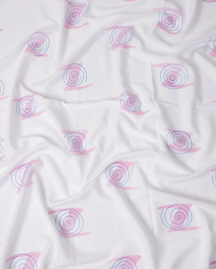 Buy White Abstract Print Cotton Linen 140cm