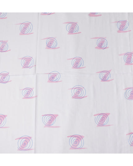 Buy White Abstract Print Cotton Linen 140cm