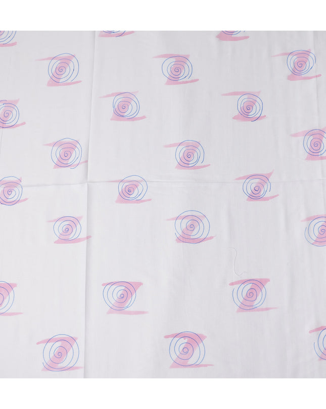 Buy White Abstract Print Cotton Linen 140cm