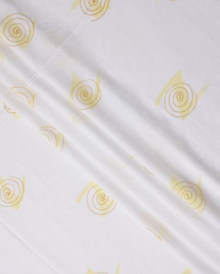 Buy White Abstract Print Cotton Linen 140cm