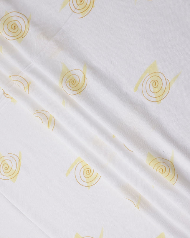 Buy White Abstract Print Cotton Linen 140cm