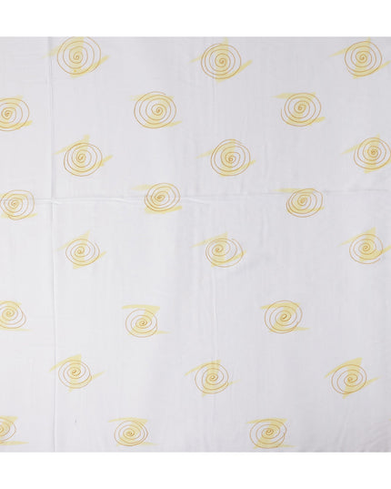 Buy White Abstract Print Cotton Linen 140cm