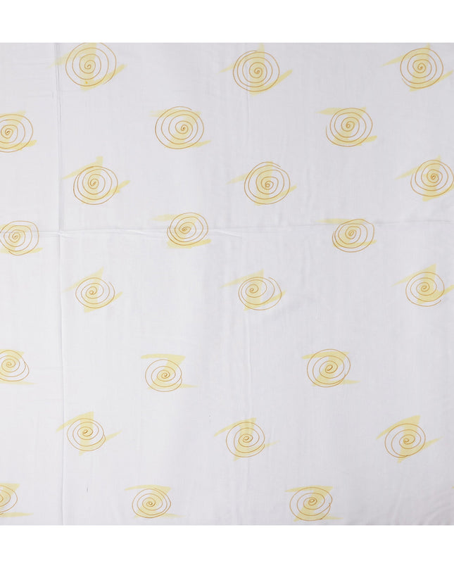 Buy White Abstract Print Cotton Linen 140cm
