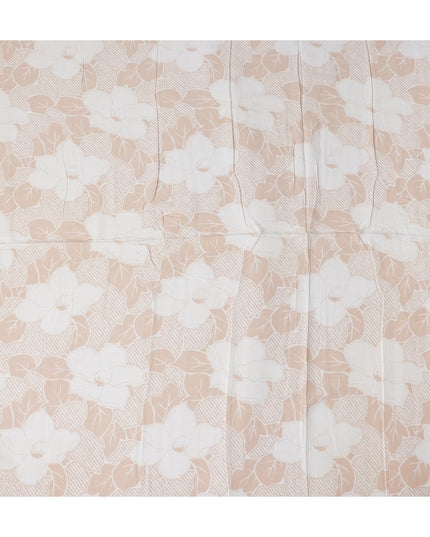 Buy Beige Leaf Design Cotton Linen 140cm