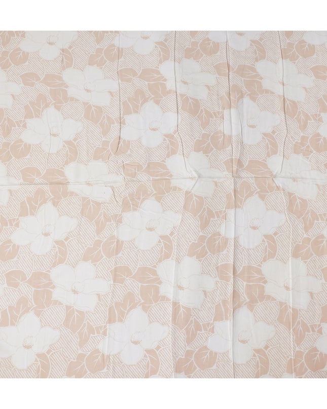 Buy Beige Leaf Design Cotton Linen 140cm