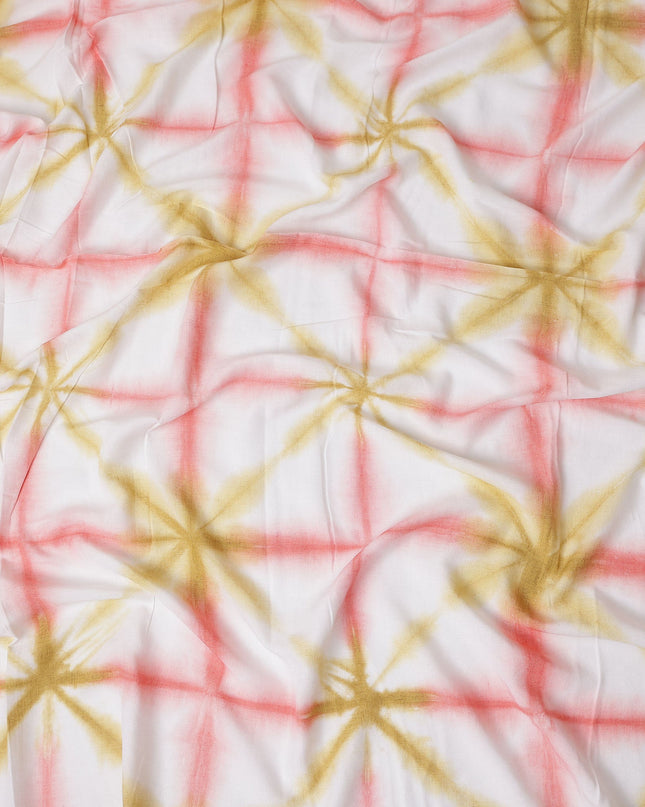 Buy Orange Abstract Print Cotton Linen 140cm