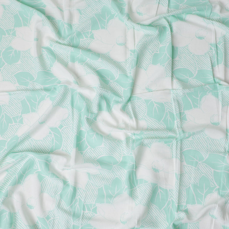 Buy Green Leaf Design Cotton Linen 140cm
