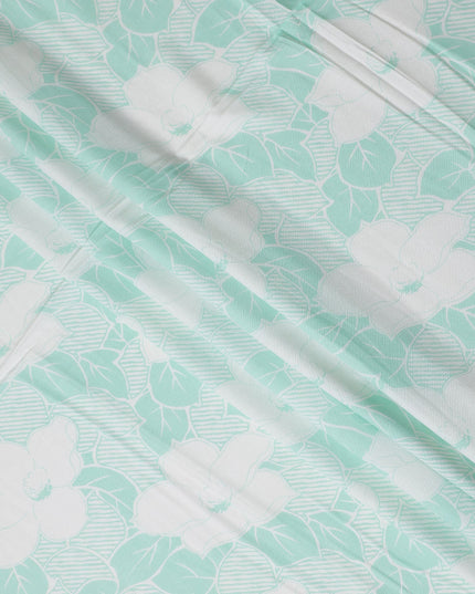 Buy Green Leaf Design Cotton Linen 140cm