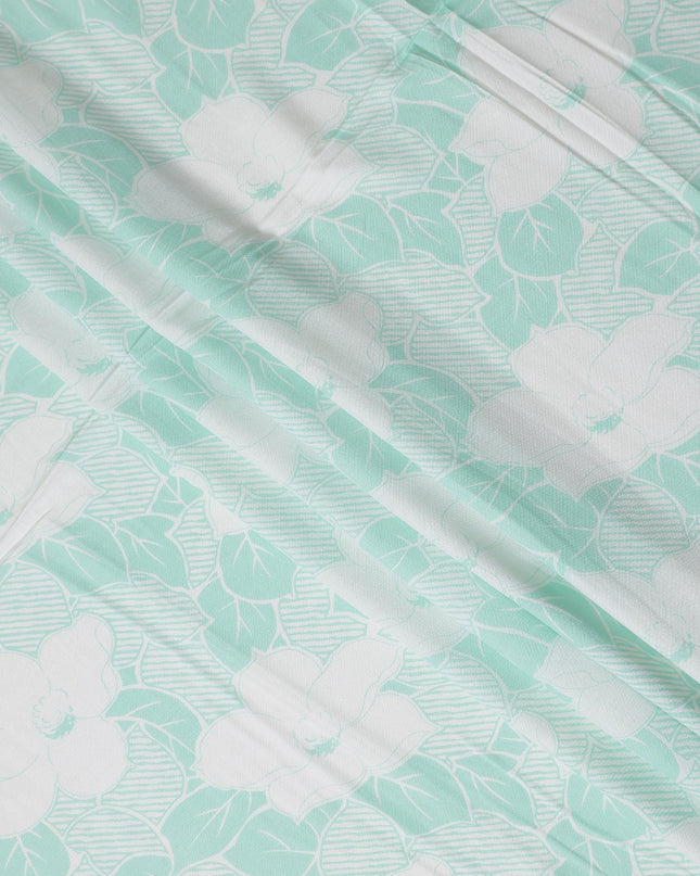 Buy Green Leaf Design Cotton Linen 140cm