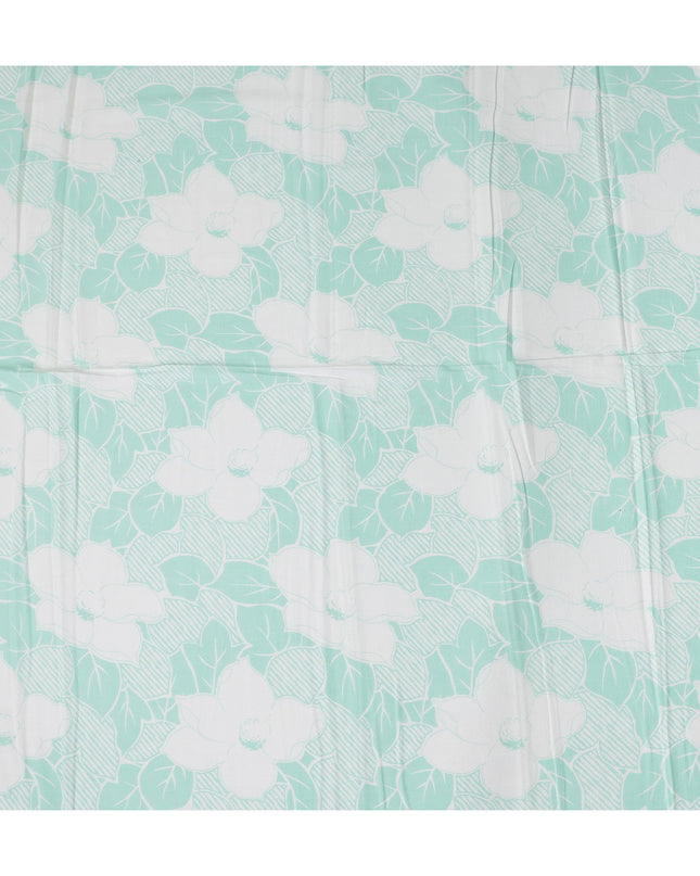 Buy Green Leaf Design Cotton Linen 140cm