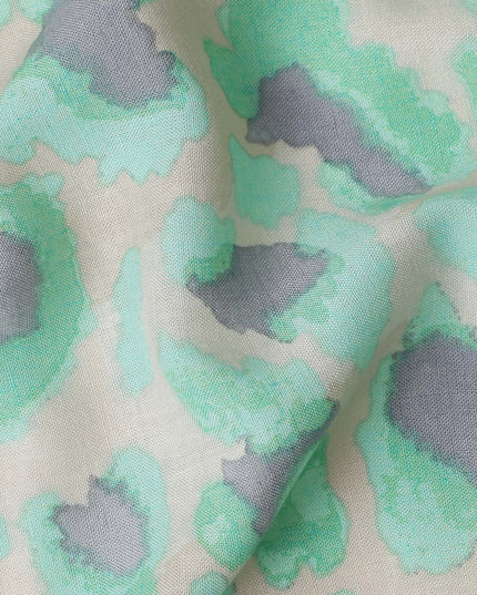 Buy Green Animal Skin Cotton Linen 140cm