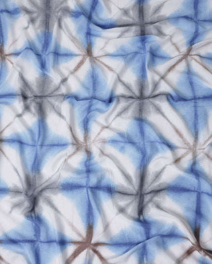 Buy Blue Abstract Print Cotton Linen 140cm