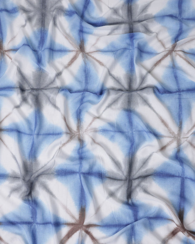 Buy Blue Abstract Print Cotton Linen 140cm