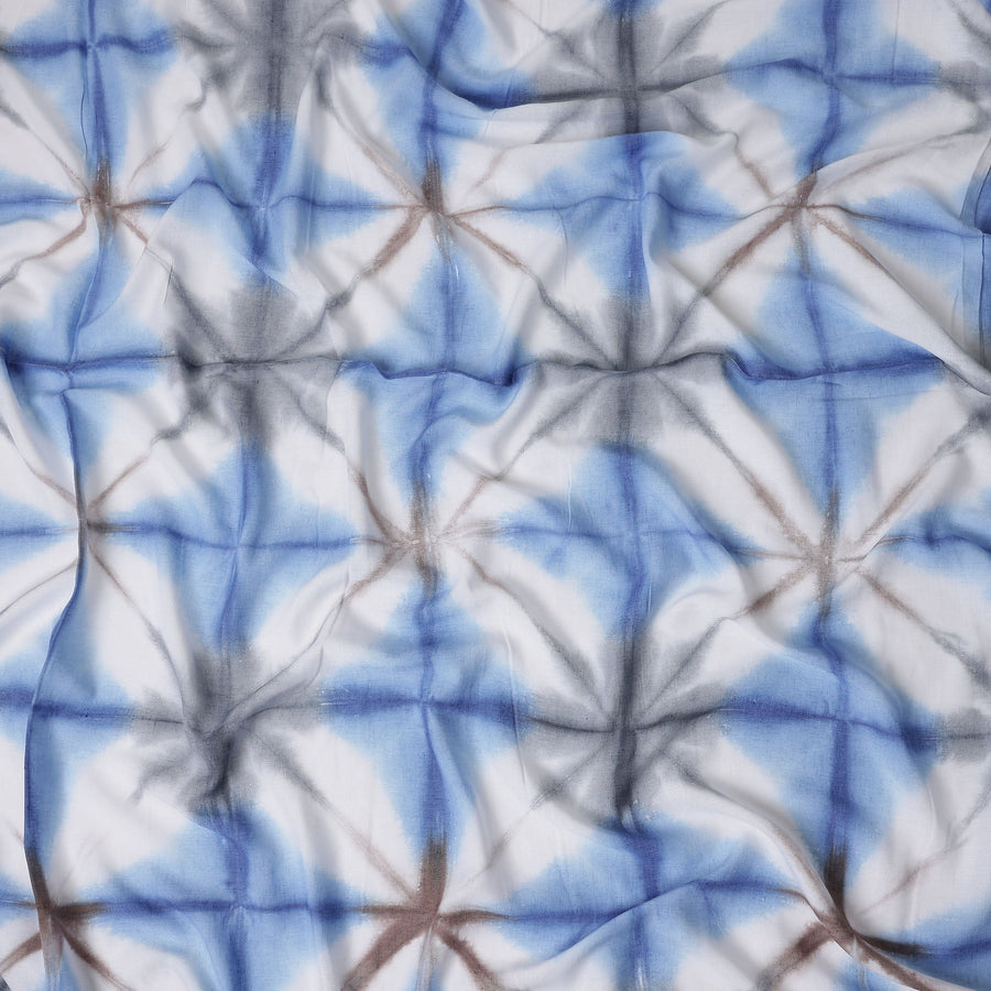 Buy Blue Abstract Print Cotton Linen 140cm