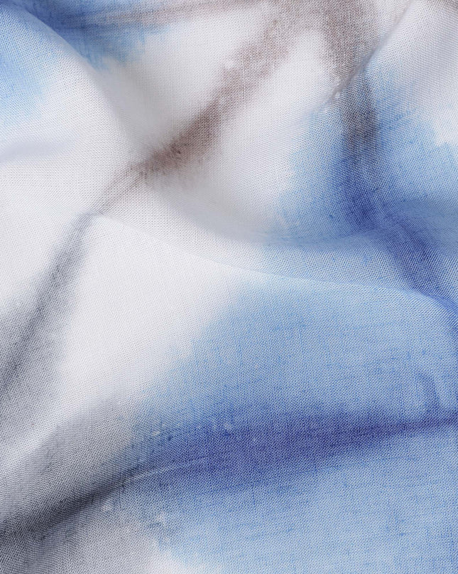 Buy Blue Abstract Print Cotton Linen 140cm