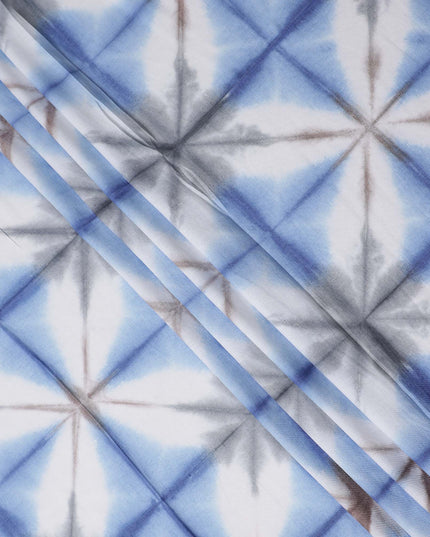 Buy Blue Abstract Print Cotton Linen 140cm