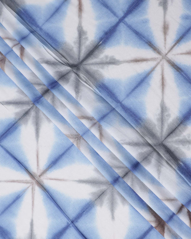 Buy Blue Abstract Print Cotton Linen 140cm