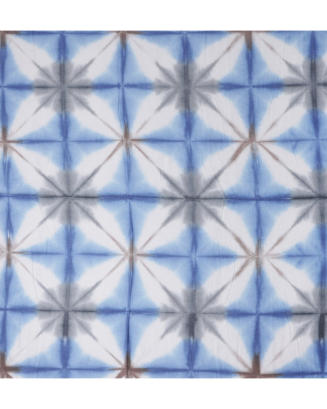 Buy Blue Abstract Print Cotton Linen 140cm