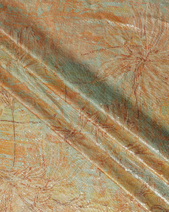 Mint Sage Silk Brocade Fabric | Korean Sequin Design