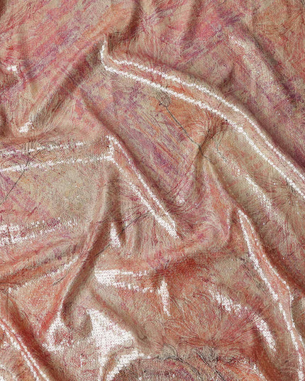 Dusty Rose Silk Brocade Fabric | Korean Sequin Design