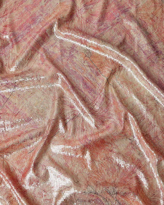Dusty Rose Silk Brocade Fabric | Korean Sequin Design