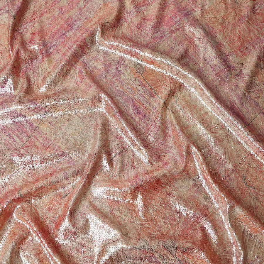 Dusty Rose Silk Brocade Fabric | Korean Sequin Design