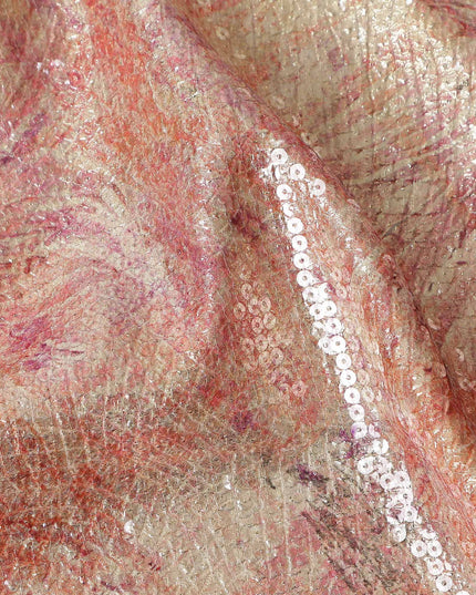 Dusty Rose Silk Brocade Fabric | Korean Sequin Design