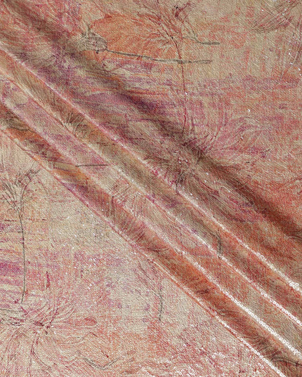 Dusty Rose Silk Brocade Fabric | Korean Sequin Design