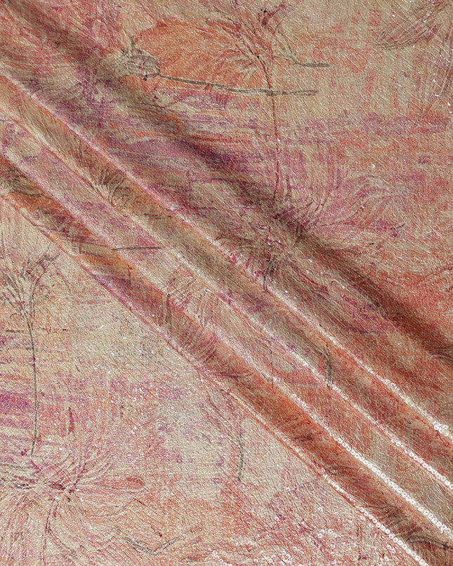 Dusty Rose Silk Brocade Fabric | Korean Sequin Design
