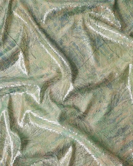Sage Green Silk Brocade Fabric | Korean Sequin Design
