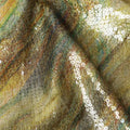 Golden Olive Silk Brocade Fabric | Korean Sequin Design