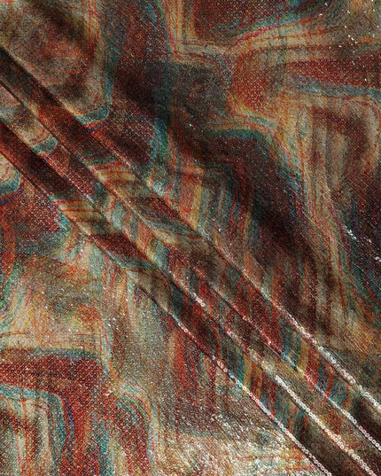 Deep Maroon Silk Brocade Fabric | Korean Sequin Design