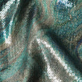 Forest Teal Silk Brocade Fabric | Korean Sequin Design